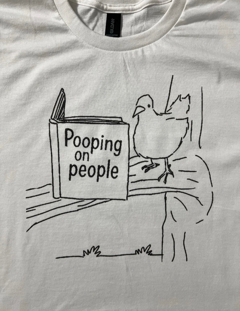 Pooping On People funny  white Size XL unisex T-shirt