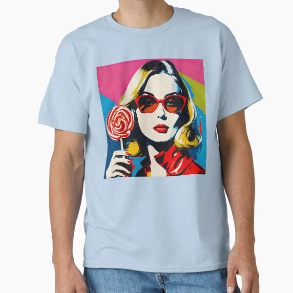 Pop Art Woman With Lollipop Classic T-Shirt T-Shirt Made in US/AUS Size S-2XL