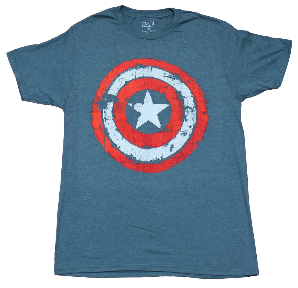 Captain America Adult New T-Shirt - Distressed Shield Logo Pic