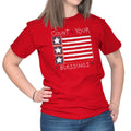 Patriotic Count Your Blessing American Flag Womens Graphic Crewneck T Shirt Tee