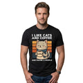 Men's Funny Cat and Coffee T-Shirt Sarcastic Introvert Slogan Tee Retro Graphic