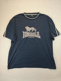 Vintage Lonsdale London T-Shirt Navy Blue Grey Towelling Logo XXL Y2K Retro