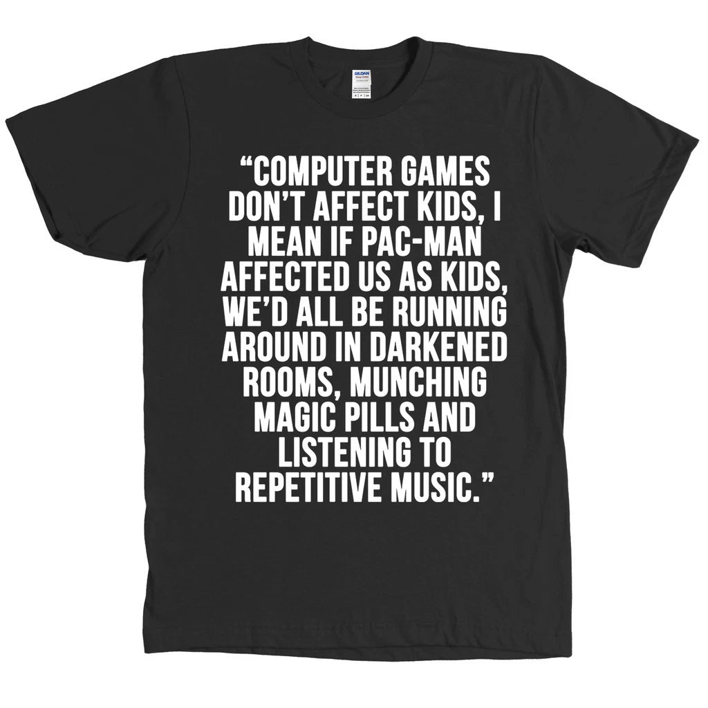 Computer Games Don't Affect Kids T Shirt Magic Pills Funny Quote Rave Tee NEW