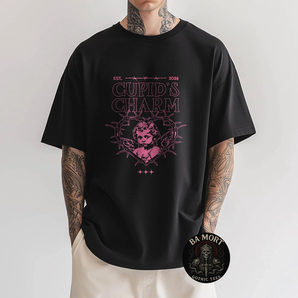 Cupid's Charm Barbed Wire Heart Y2K Valentine Gift T-Shirt