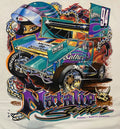 VTG   Y2K Natalie Sather Racing T Shirt 2XL Double Sided Bright Graphic Fargo ND