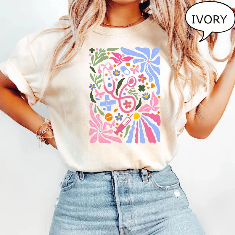 Vintage Boho Nurse Comfort Tee Soft Style Gift