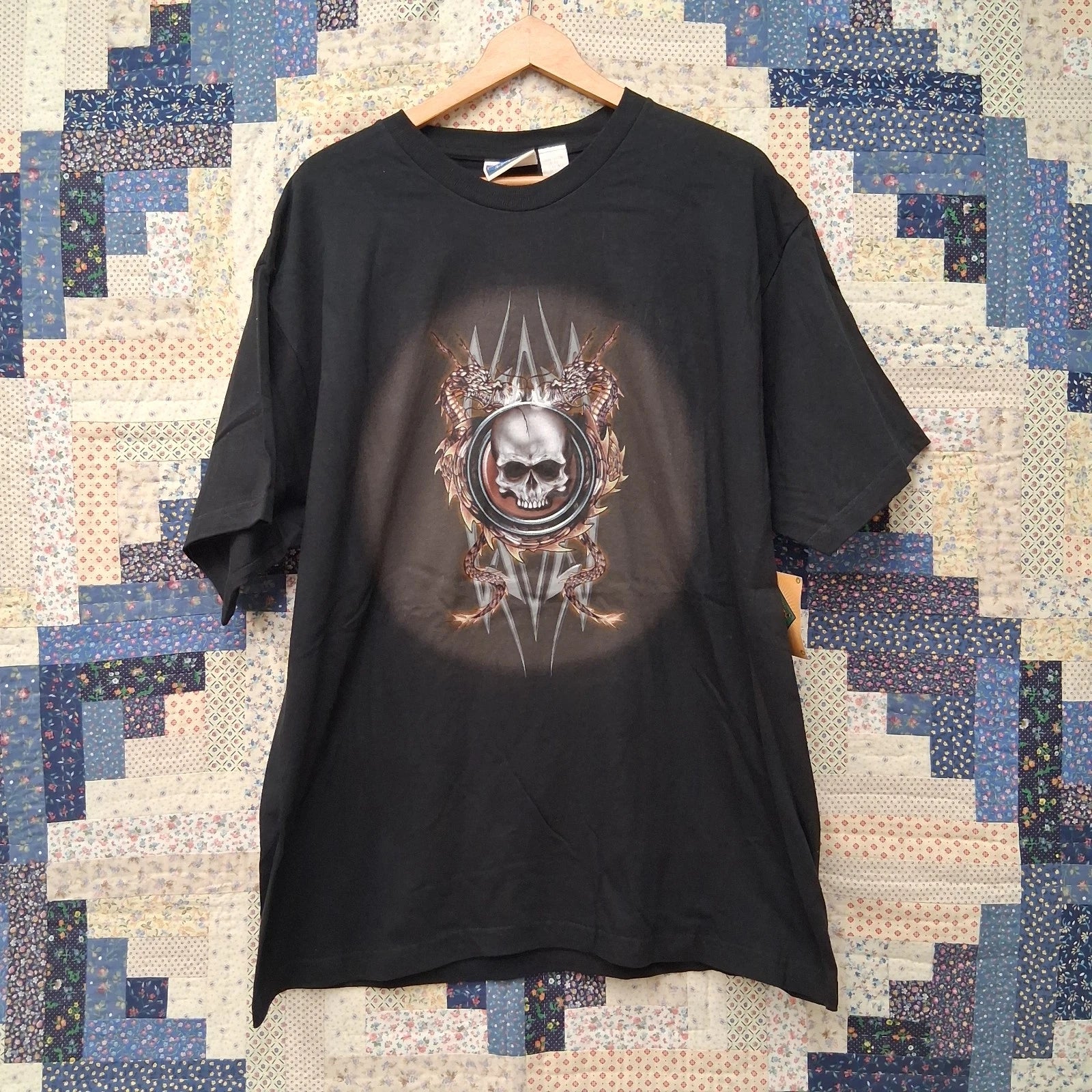 NWT Deadstock Vintage North Crest Y2K Dragon Skull T Shirt Size XL Mallcore