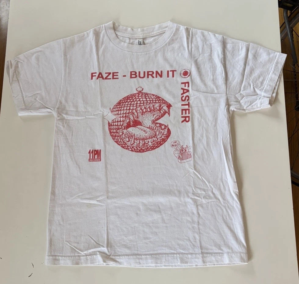 FAZE BURN IT FASTER Men's White T-Shirt Size M punk grindcore power violence