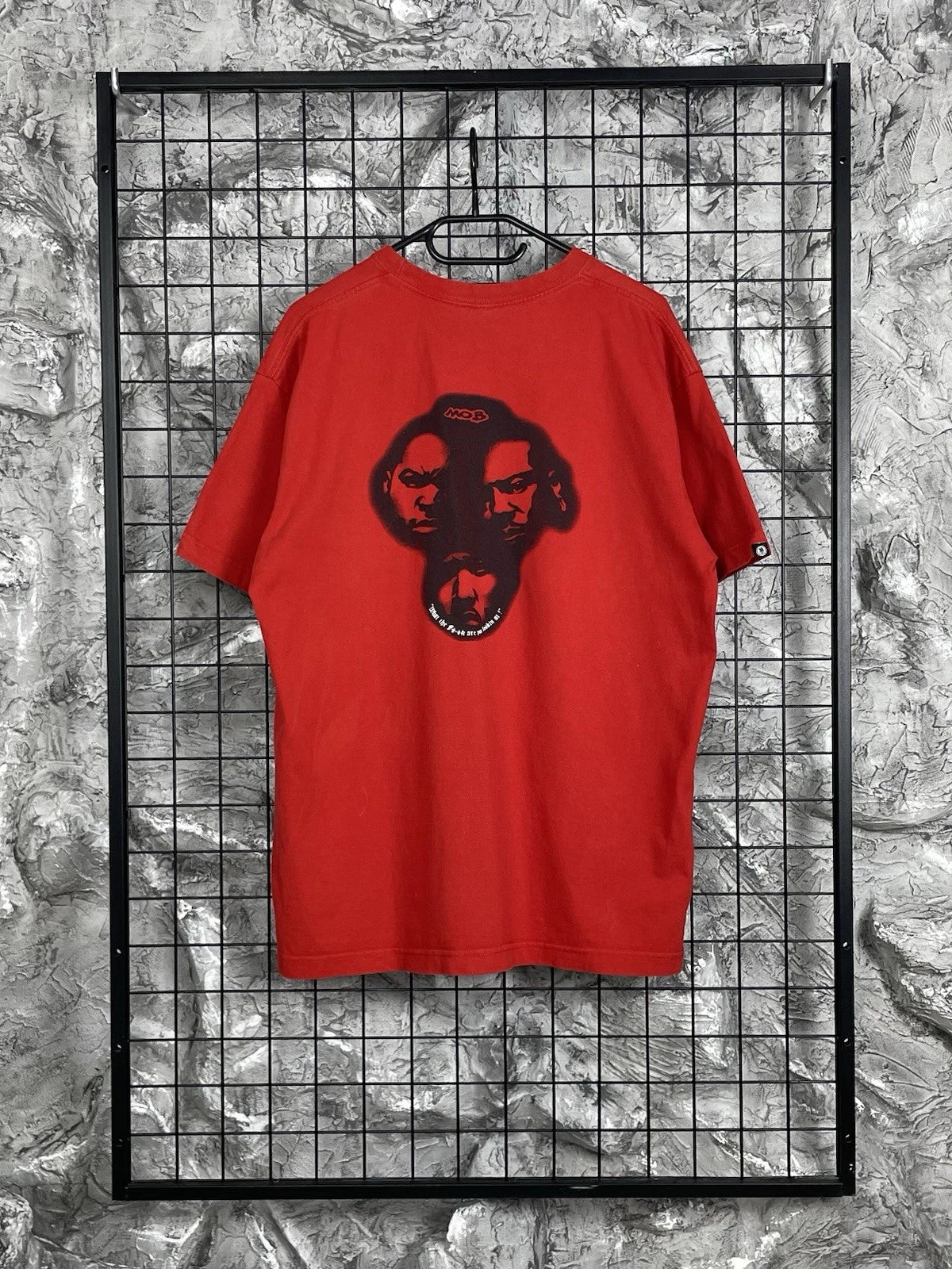 Gangsta Surf Red Graphic T-Shirt MOB Face Print Y2K Grunge Streetwear Size XL