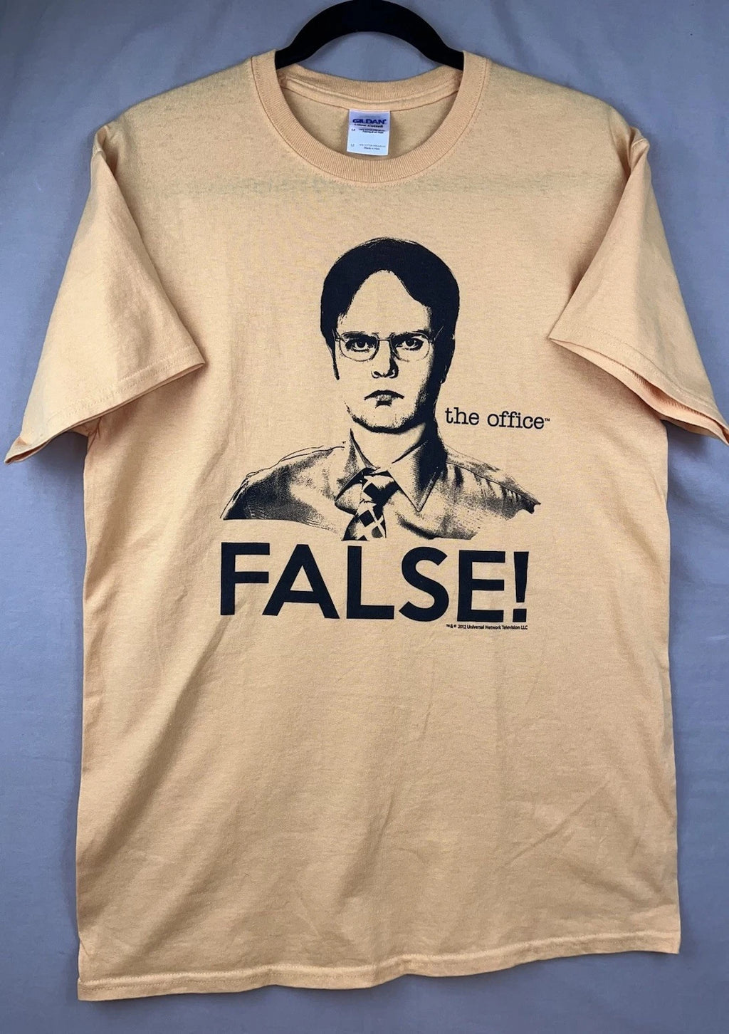 The Office Dwight Schrute FALSE T Shirt Mens Medium Yellow Graphic Tee