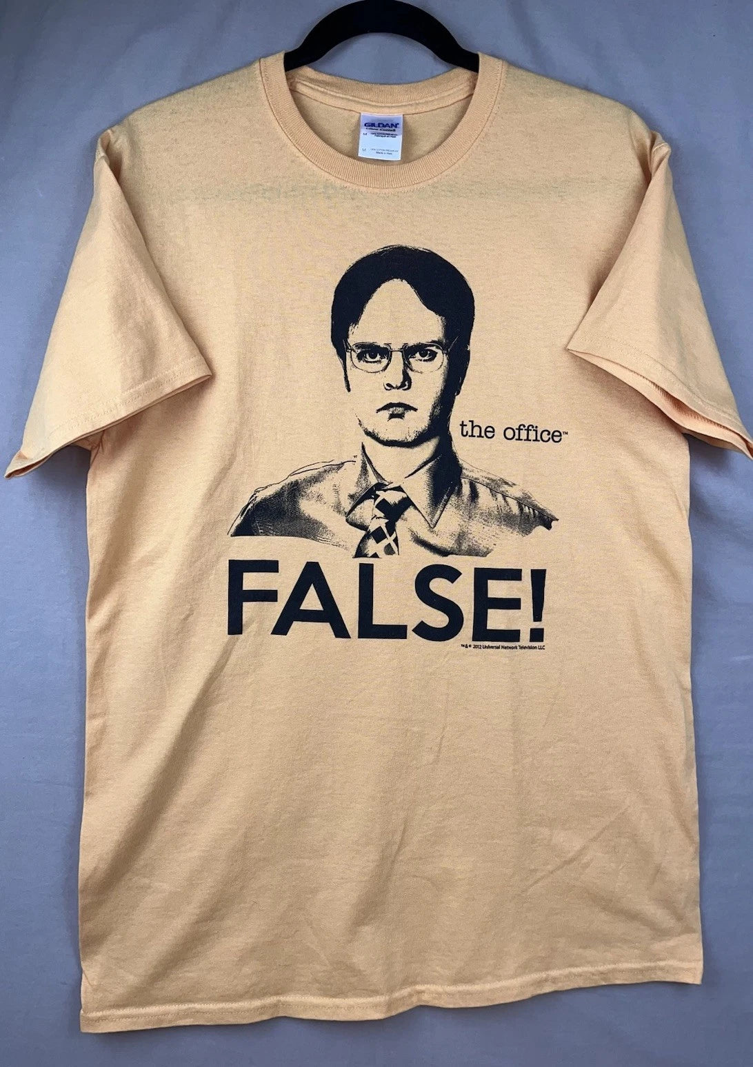 The Office Dwight Schrute FALSE T Shirt Mens Medium Yellow Graphic Tee