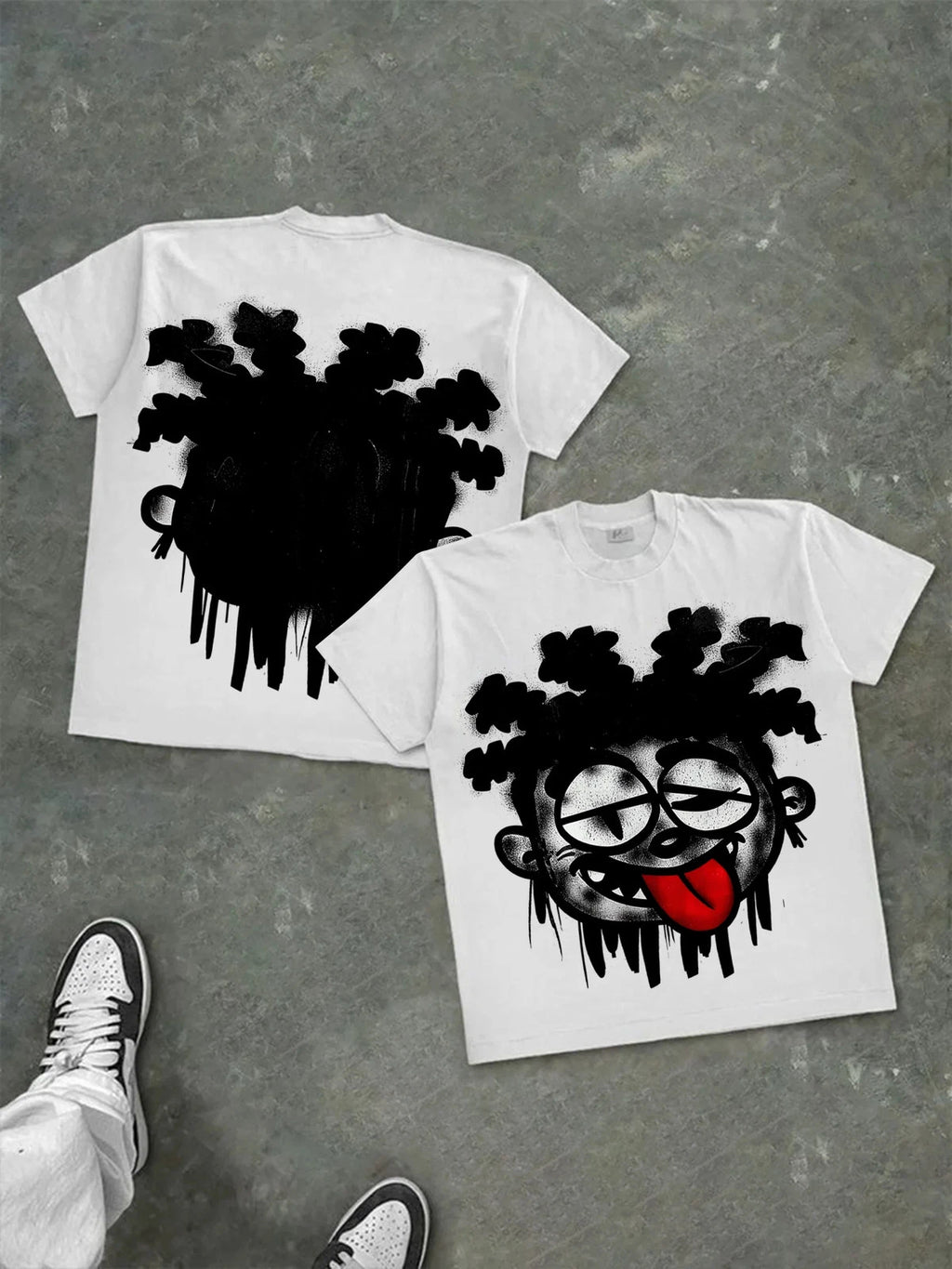 Cartoon Character Tongue Mens Y2K Graphic T Shirt Streetwear Cotton Tee S-3XL