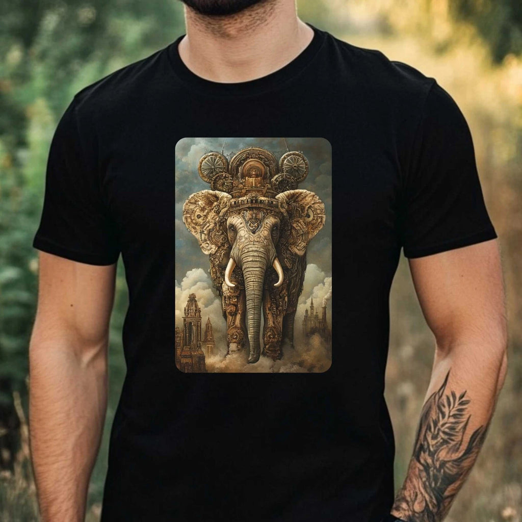 Mens Steampunk Elephant Motif Cotton T-Shirt Size XS to 5XL