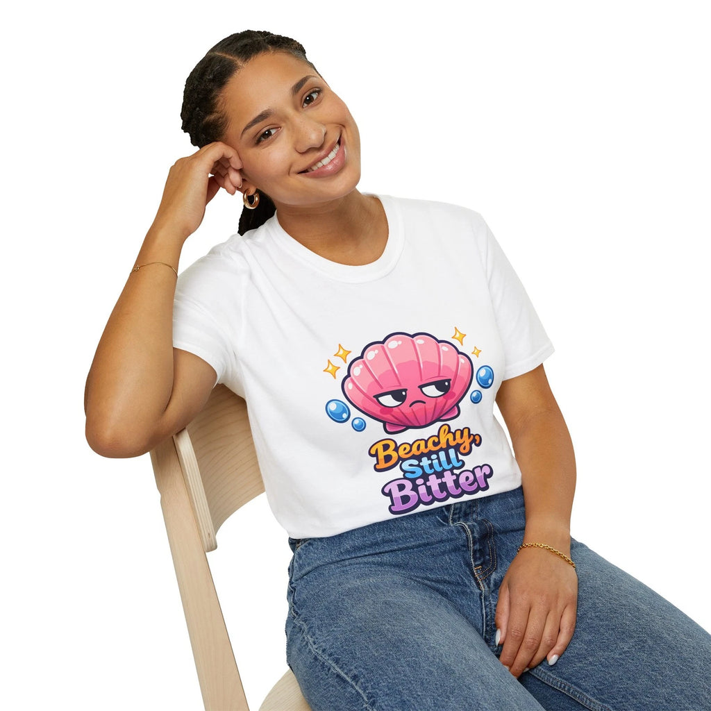 Pink Shell Cute Kawaii Beach Sarcastic Ocean Cartoon Unisex Softstyle T-Shirt