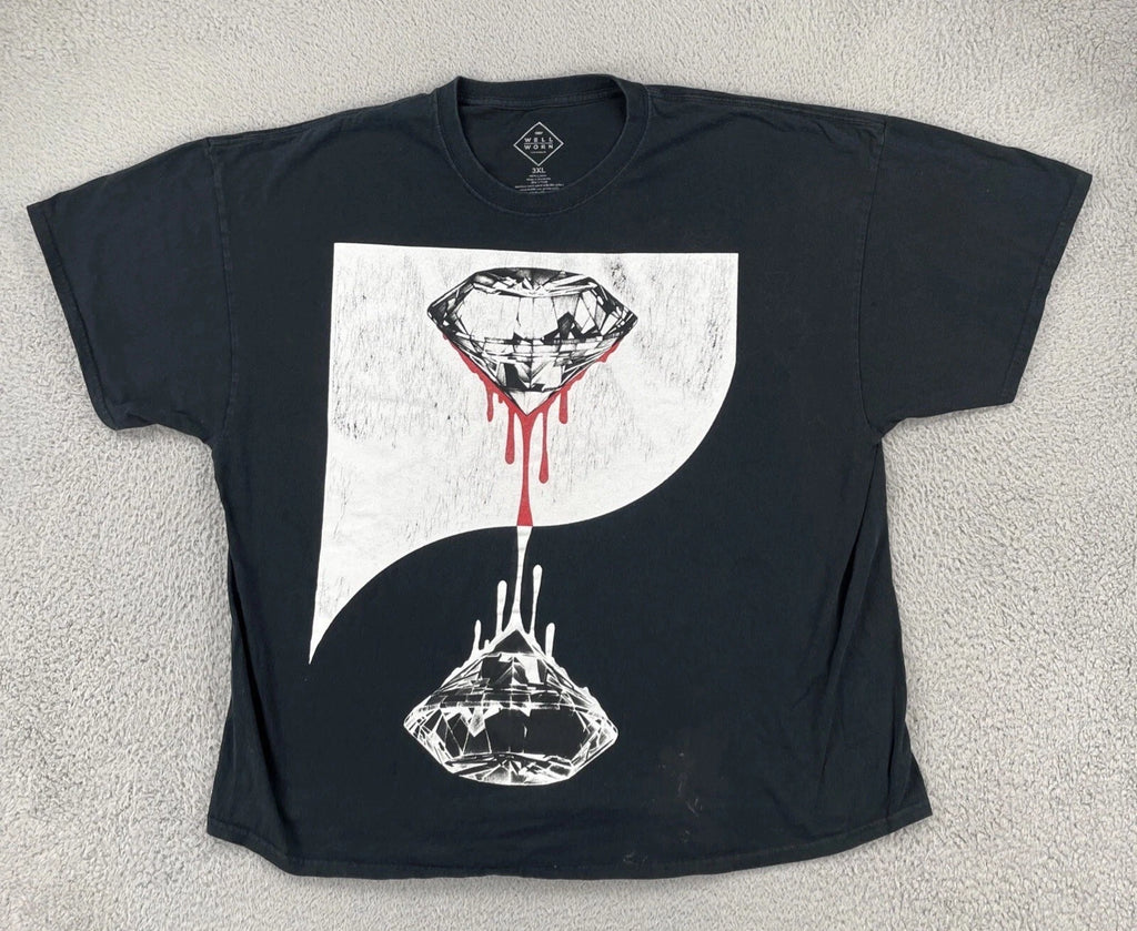 Well Worn Y2K 3XL Black Graphic Print T Shirt Blood Diamond Hip Hop Streetwear