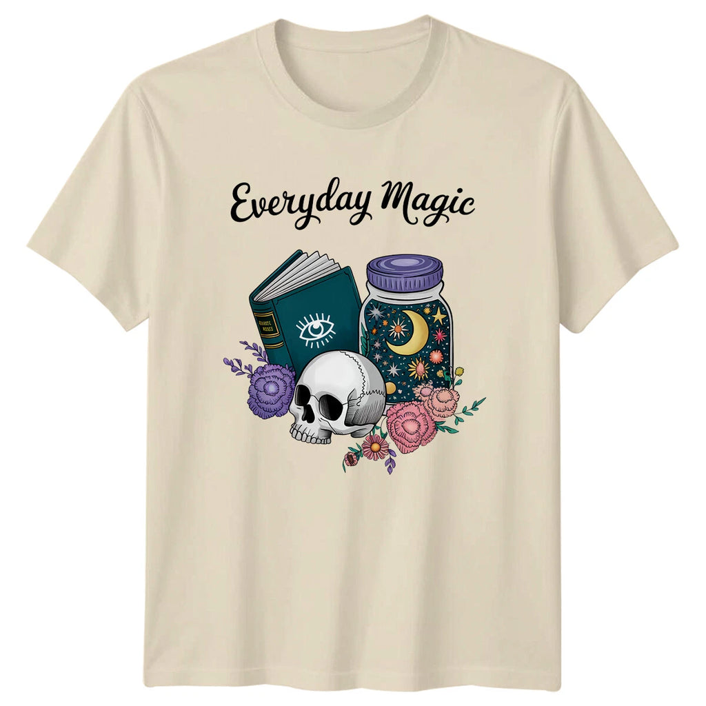 Everyday Magic Skull Book Jar Boho Celestial Graphic T-Shirt