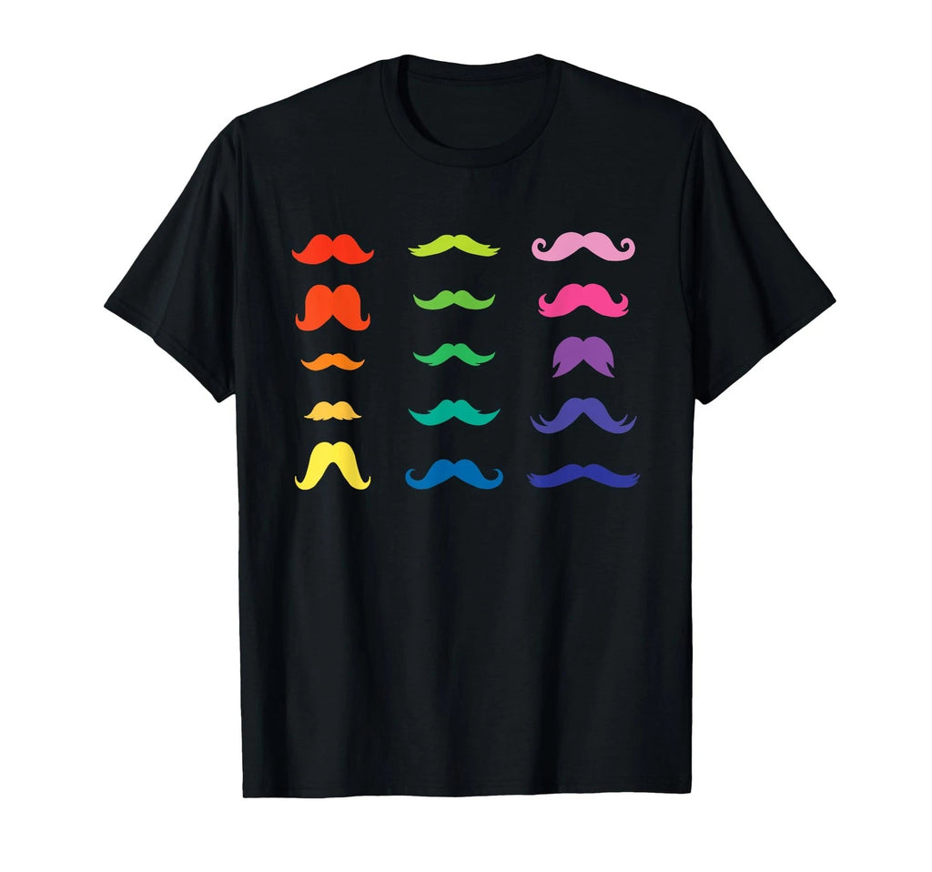Hippie Colorful Mustaches Diversified Mustache Fake Beards T-Shirt
