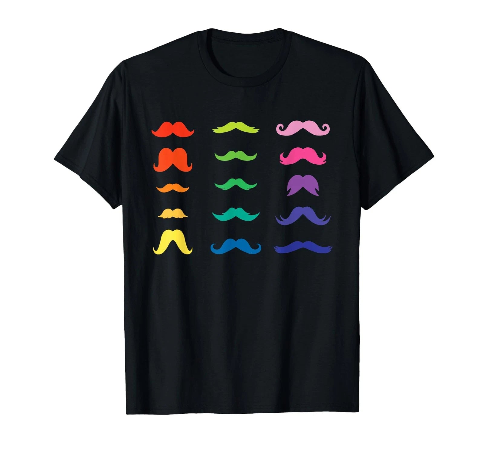 Hippie Colorful Mustaches Diversified Mustache Fake Beards T-Shirt