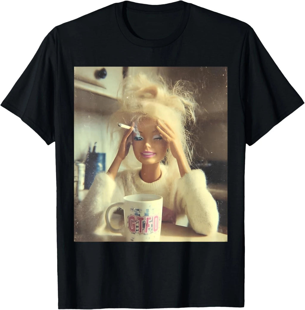 Funny Doll Face Sarcastic Doll Smoking Y2K T-Shirt unisex T-Shirt