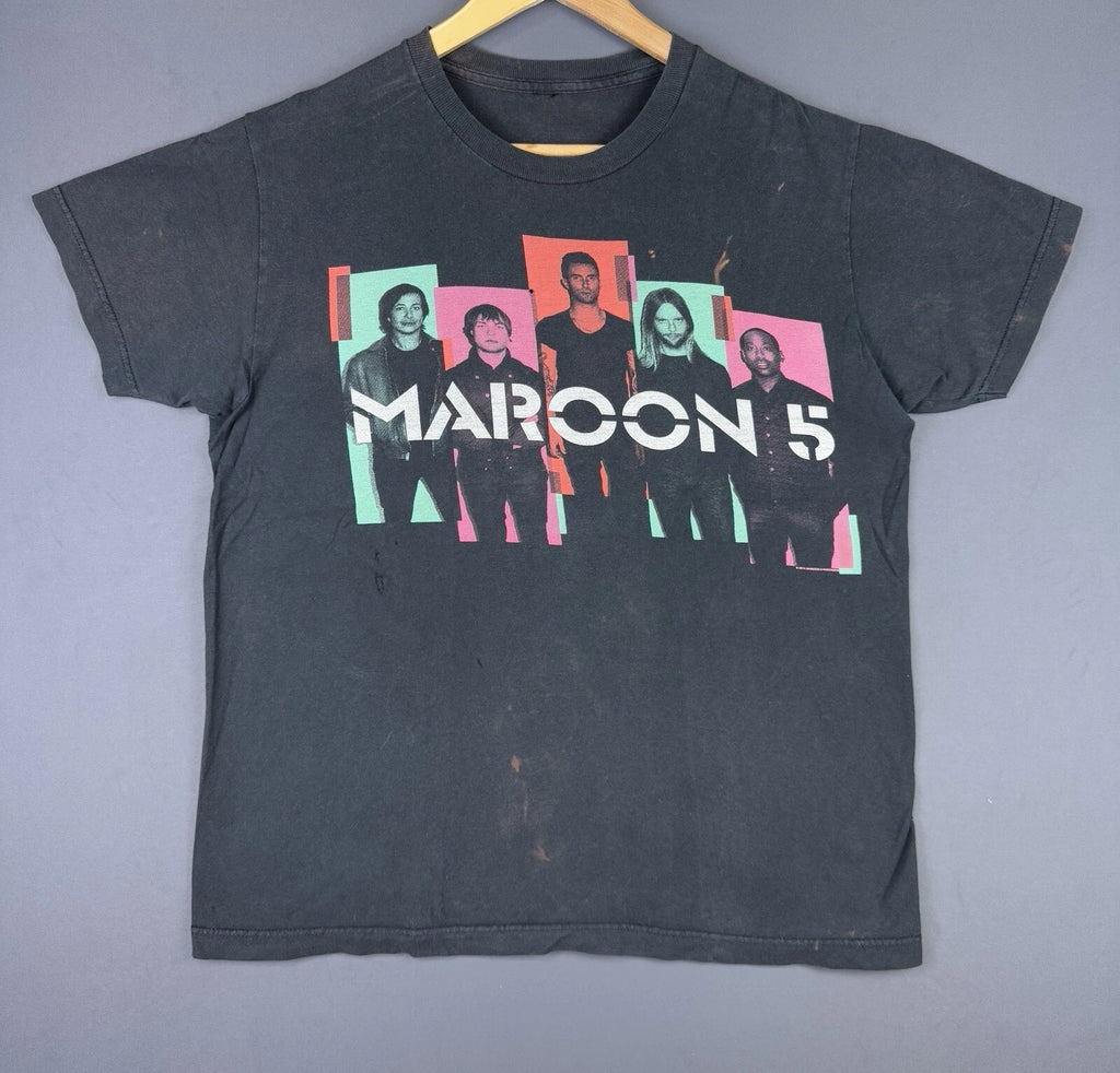 Vintage Y2K Maroon 5 Band Tee Music Tour Concert Promo Fade Black T