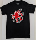 Vintage Keith Haring Red Dancing Dog on Black Pop Art T-shirt, Small, VG Cond