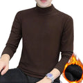 Mens Underwear Thermal Long Sleeve Fleece Thick Half High Neck Solid Color T-Shirt