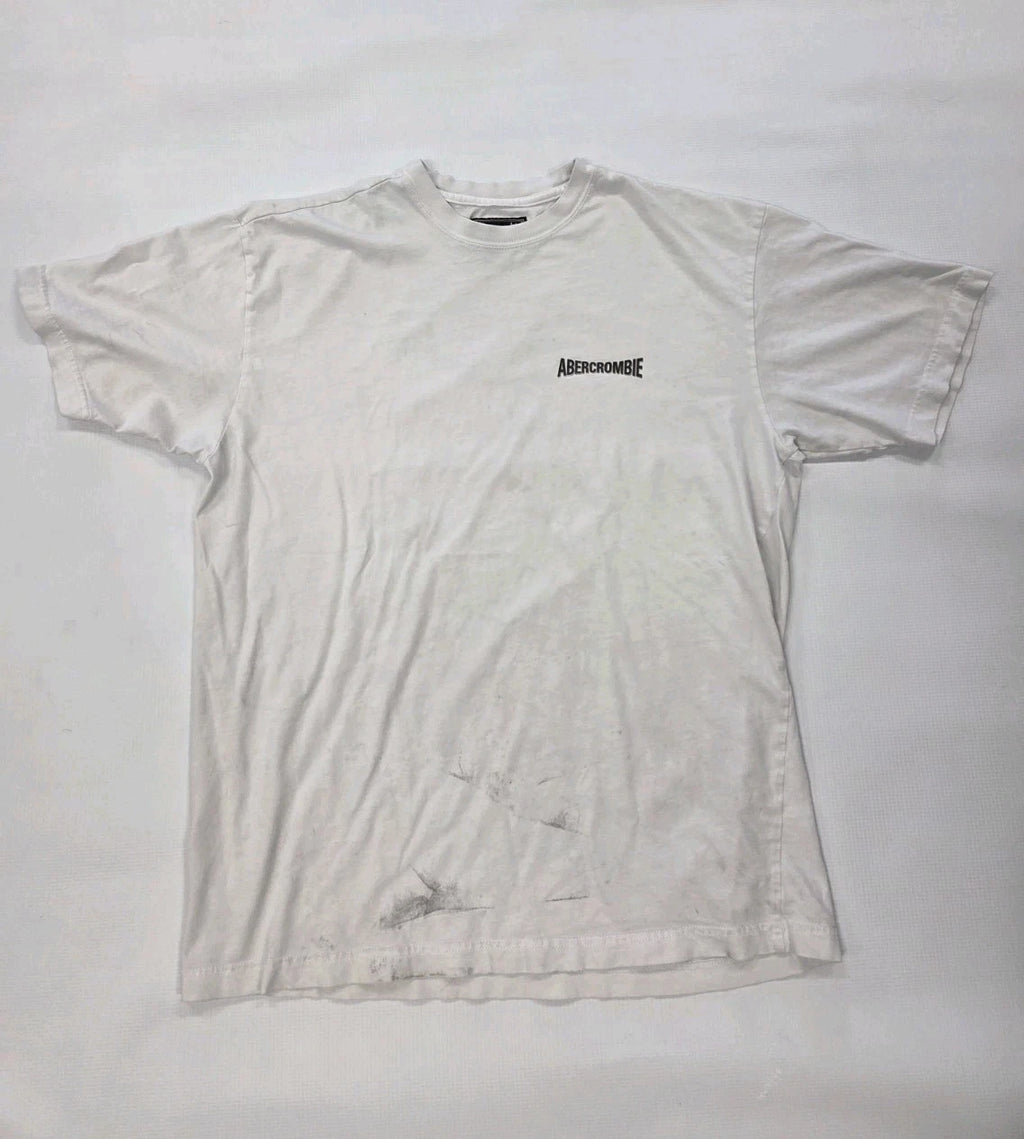 Vintage Y2K Abercrombie & Fitch T-Shirt Mens Medium THRASHED Logo Spell Out Vtg