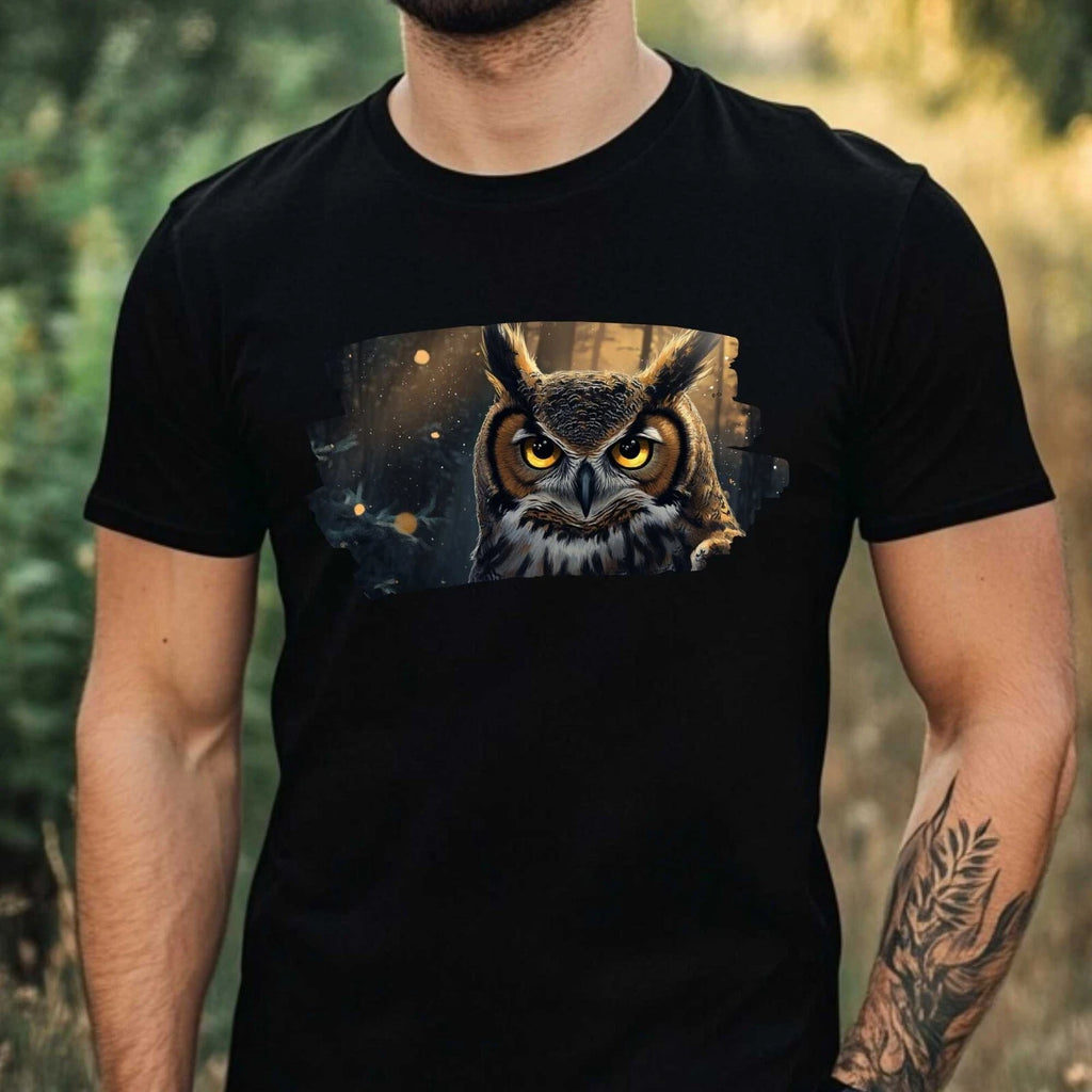 Mens Owl Anime Style Print Cotton T-Shirt Size XS to 5XL