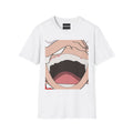 Moonsooniiii MOONBOY Anime T-Shirt | Blue Hair Character, Red Background
