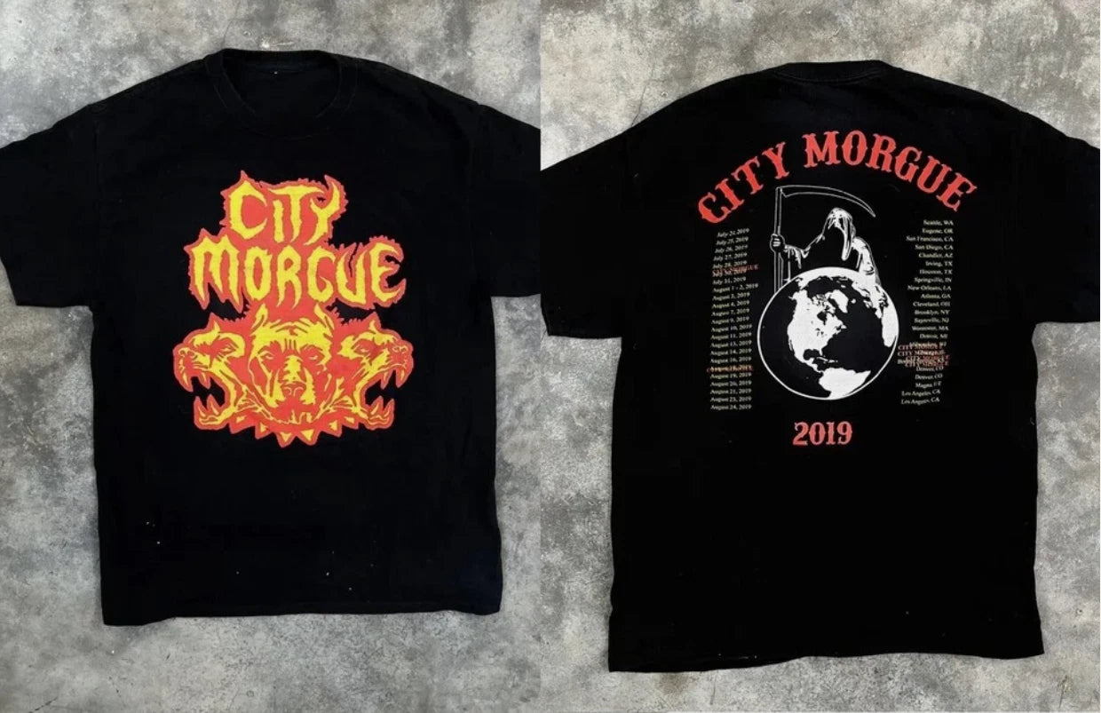 City Morgue Tour Dog's Black 2 Sides Short Sleeve Tee Men Women's Shirt