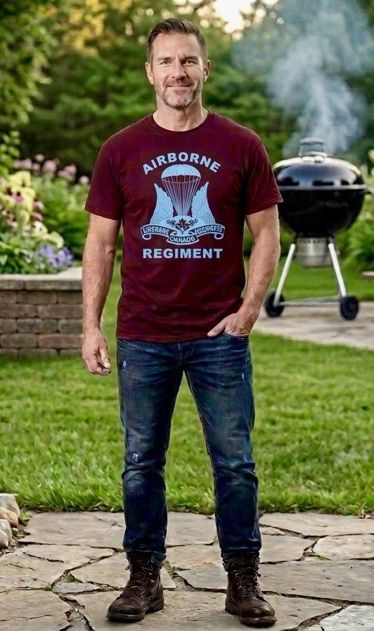Canadian Airborne Parachutists Maroon Paratroopers T-Shirt