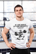 Funny Skeleton Gym T-Shirt – Weightlifting Humor Workout Tee