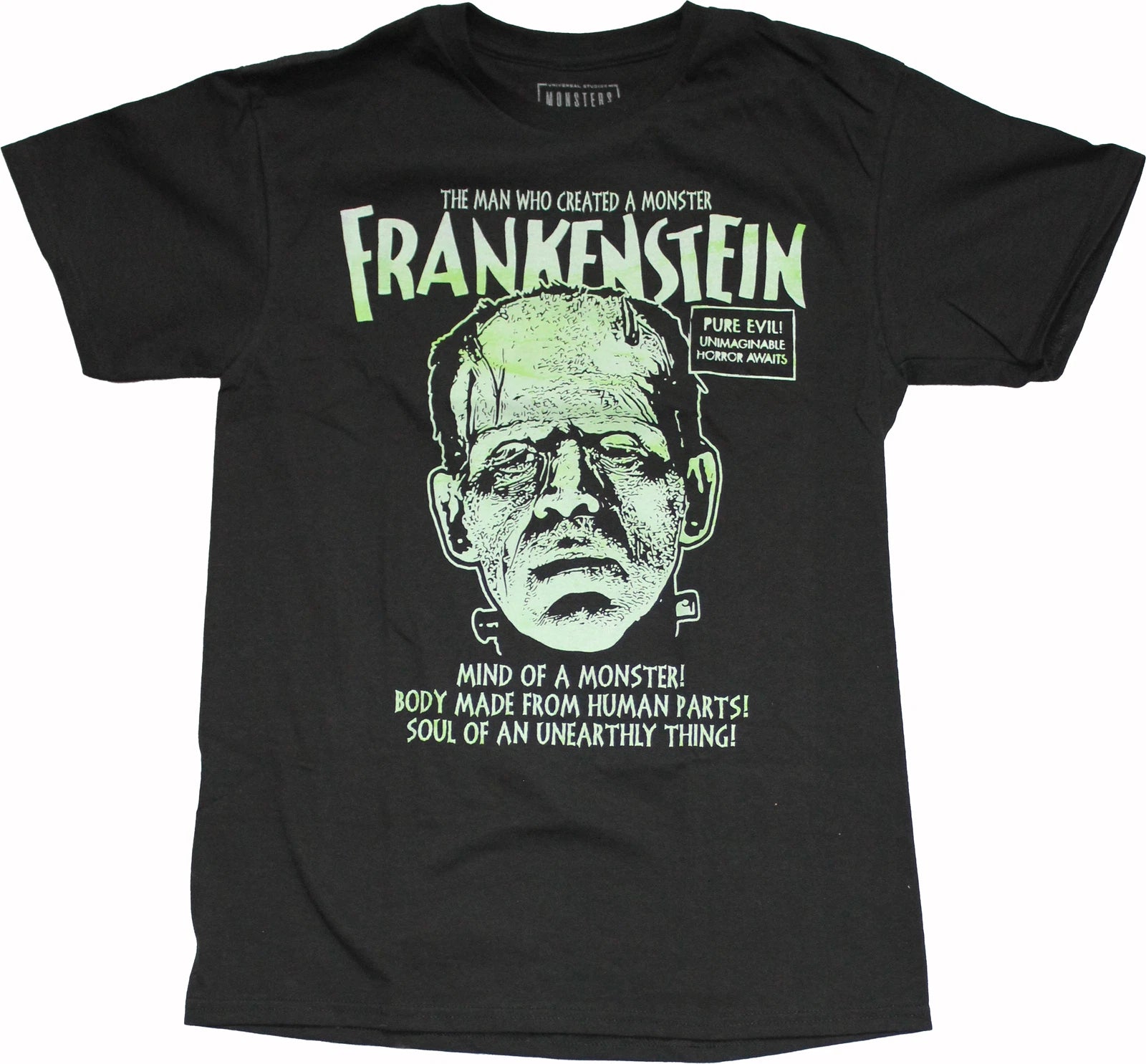 Frankenstein New Adult T-Shirt - Universal Monsters Glow in The Dark Face