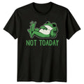 Funny Lazy Frog 'Not Toaday' Animal Pun Cartoon Graphic T-Shirt