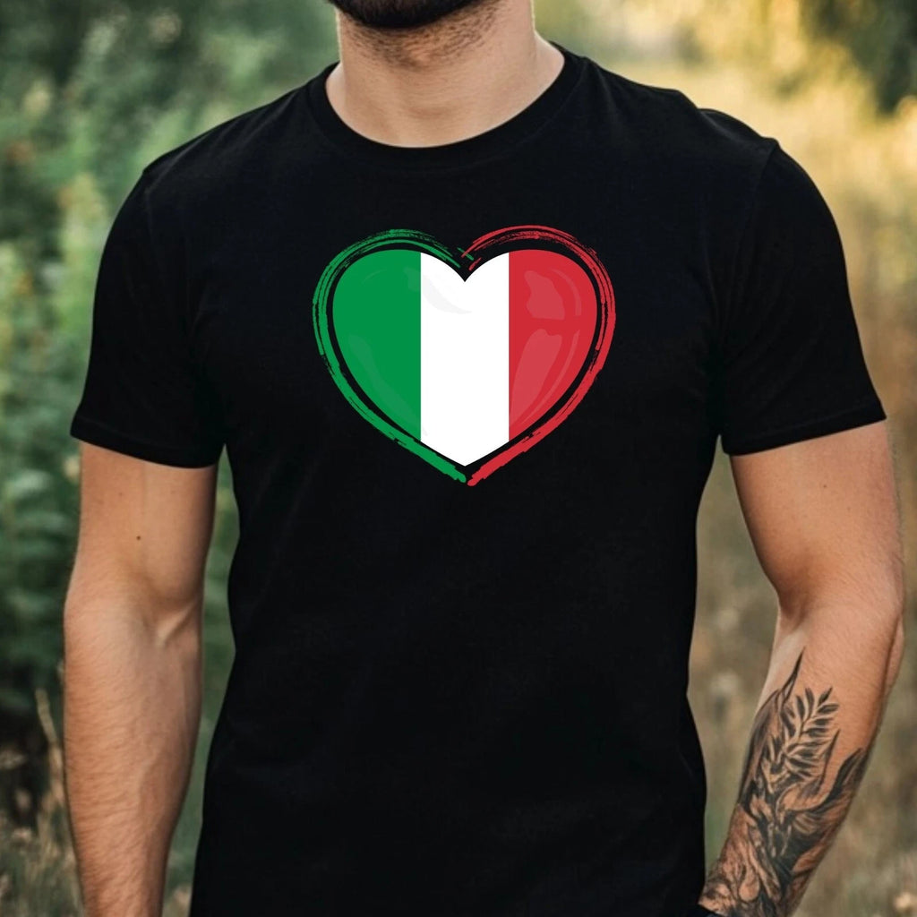 Mens Italy Flag Motif Cotton T-Shirt Size XS to 5XL