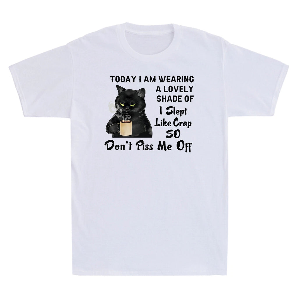 Black Cat Drink Coffee Don't Piss Me Off Funny Novelty Shirt Men's T-Shirt Tee