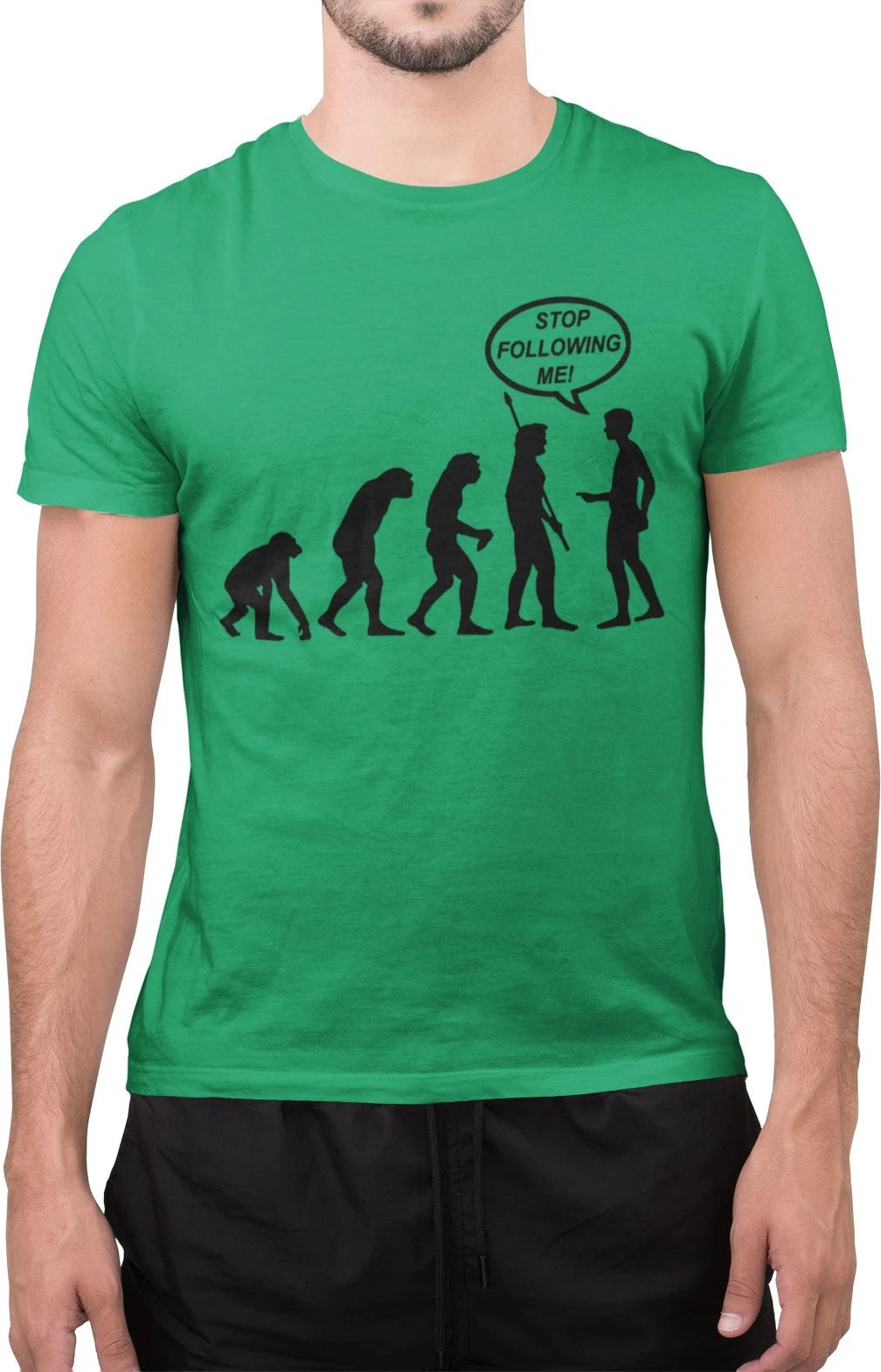 Inspired Funny Human Evolution Stop Following me Sarcastic T-Shirt