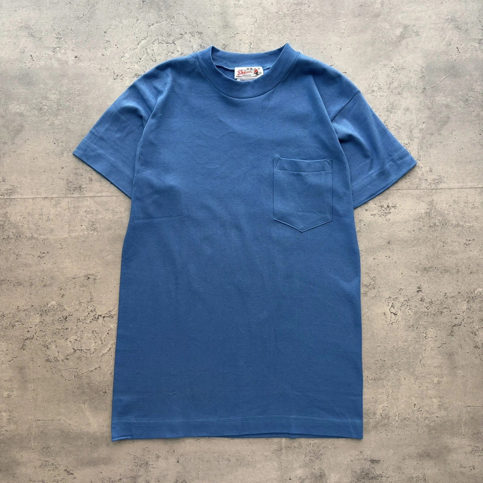 Vintage Pocket T-Shirt 80s Ski Brand Size M - Blue