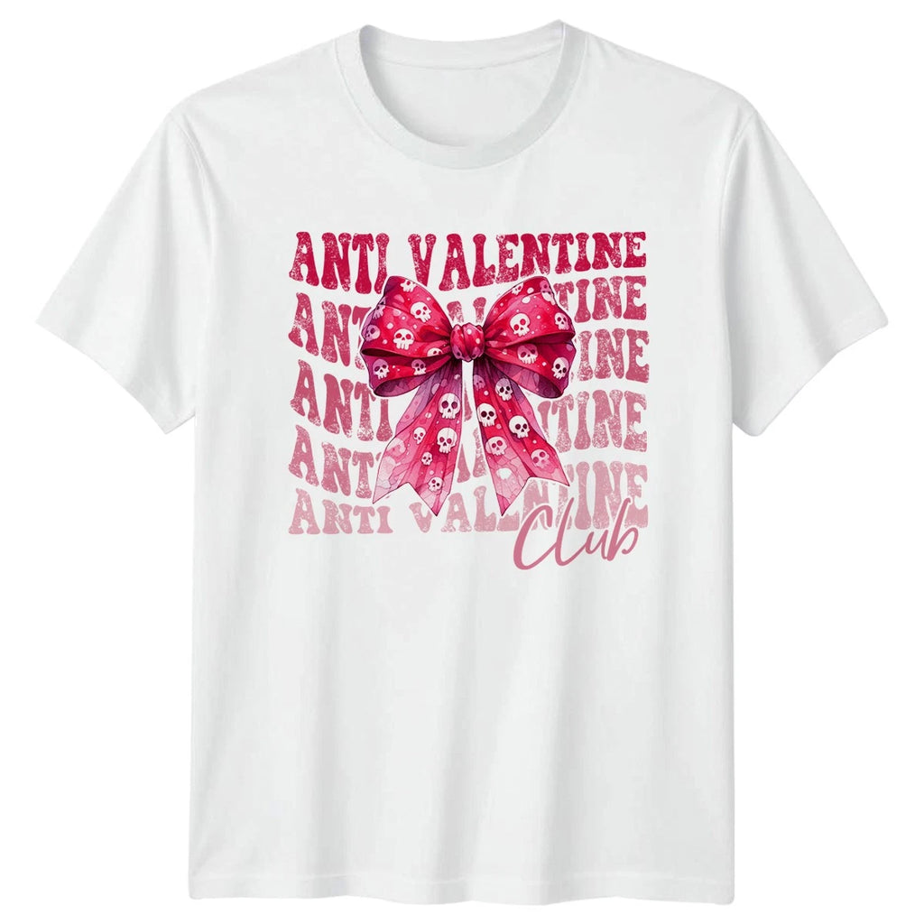 Anti Valentine Club Skulls Bow Men�s T-Shirt Women�s Tee Graphic Unisex Top
