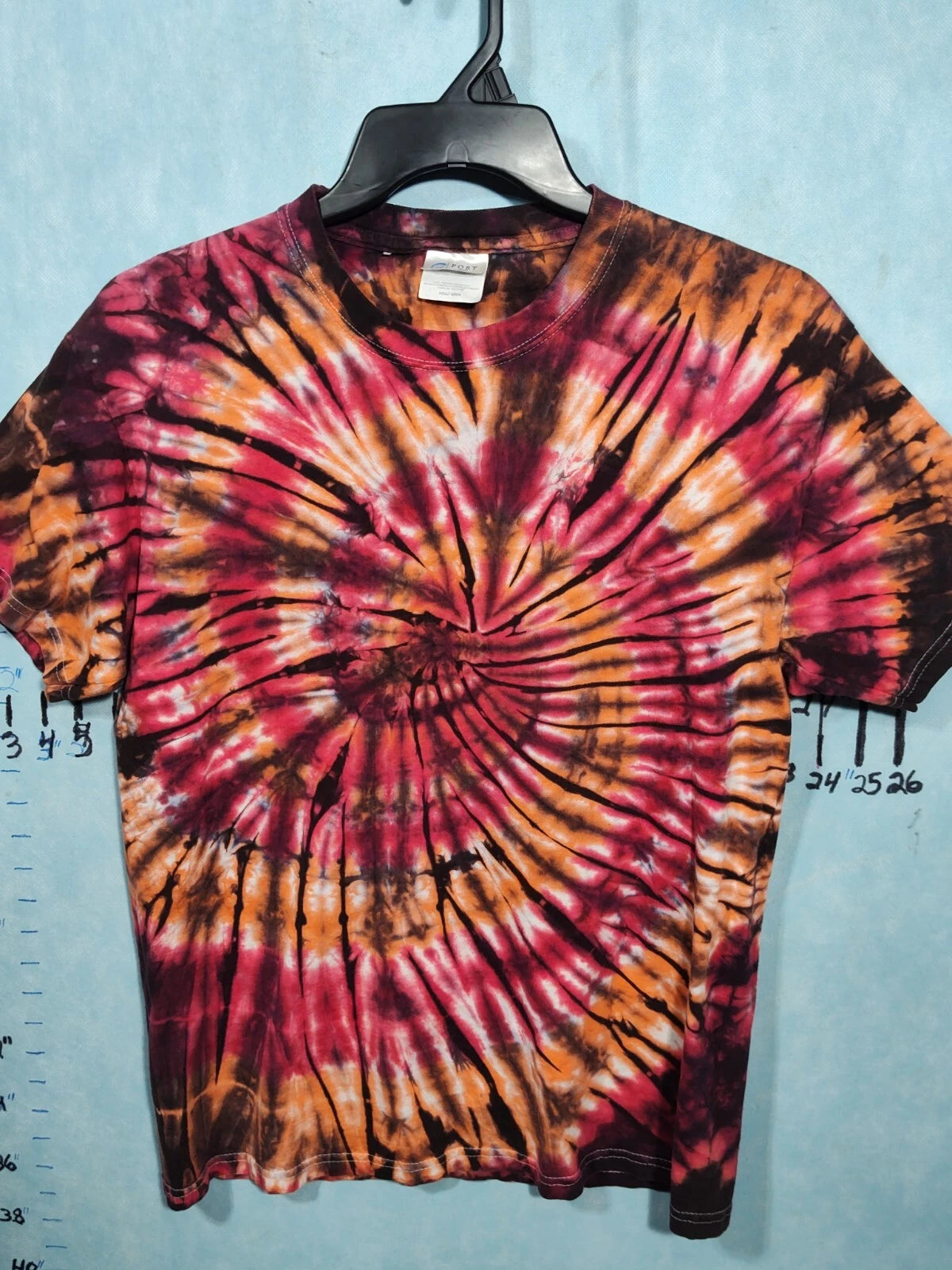 PortnCompany Shirt Knit Top Cotton RED ORANGE Adult Festival Hippie Cotton Med