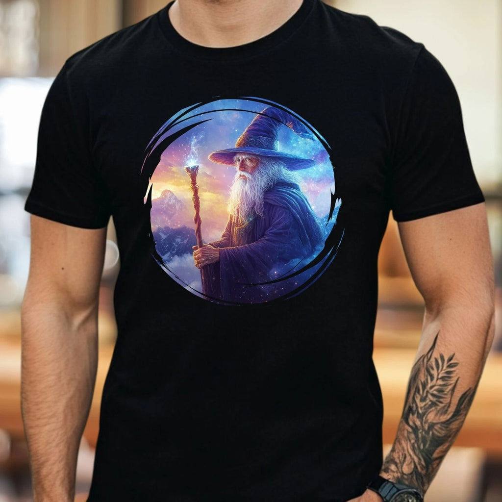 Mens Wizard Motif Cotton T-Shirt Size XS to 5XL