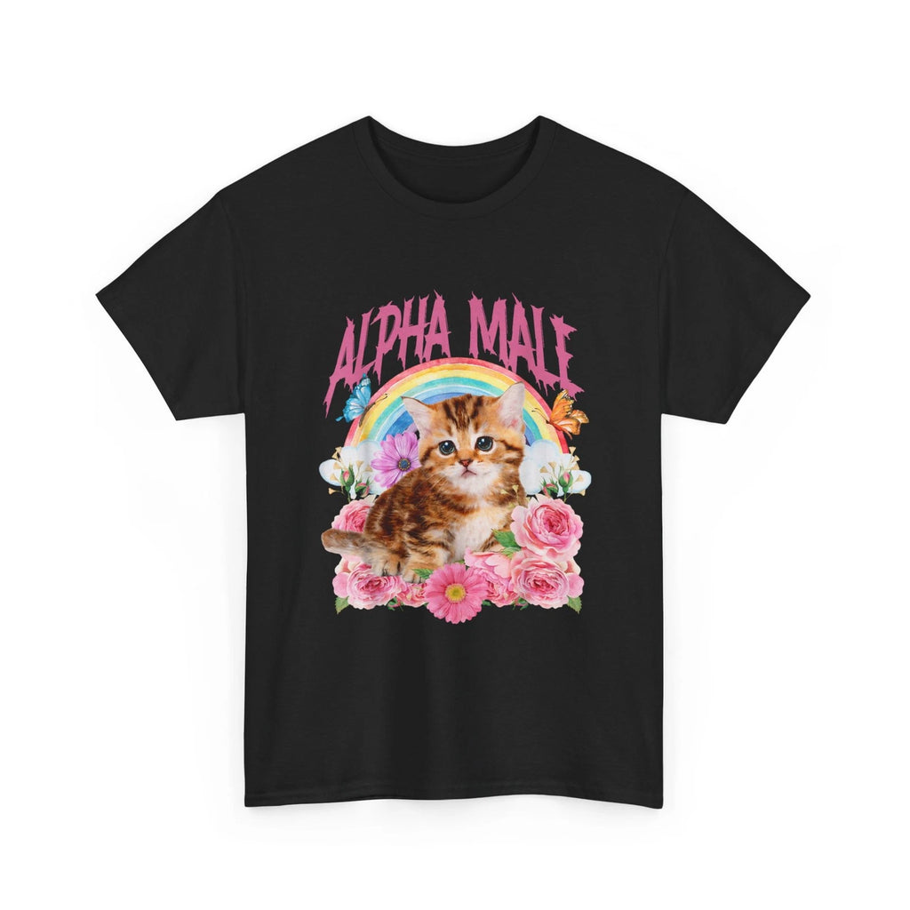 Alpha Male Funny Shirt, Cat Kitten Rainbow Floral T-Shirt