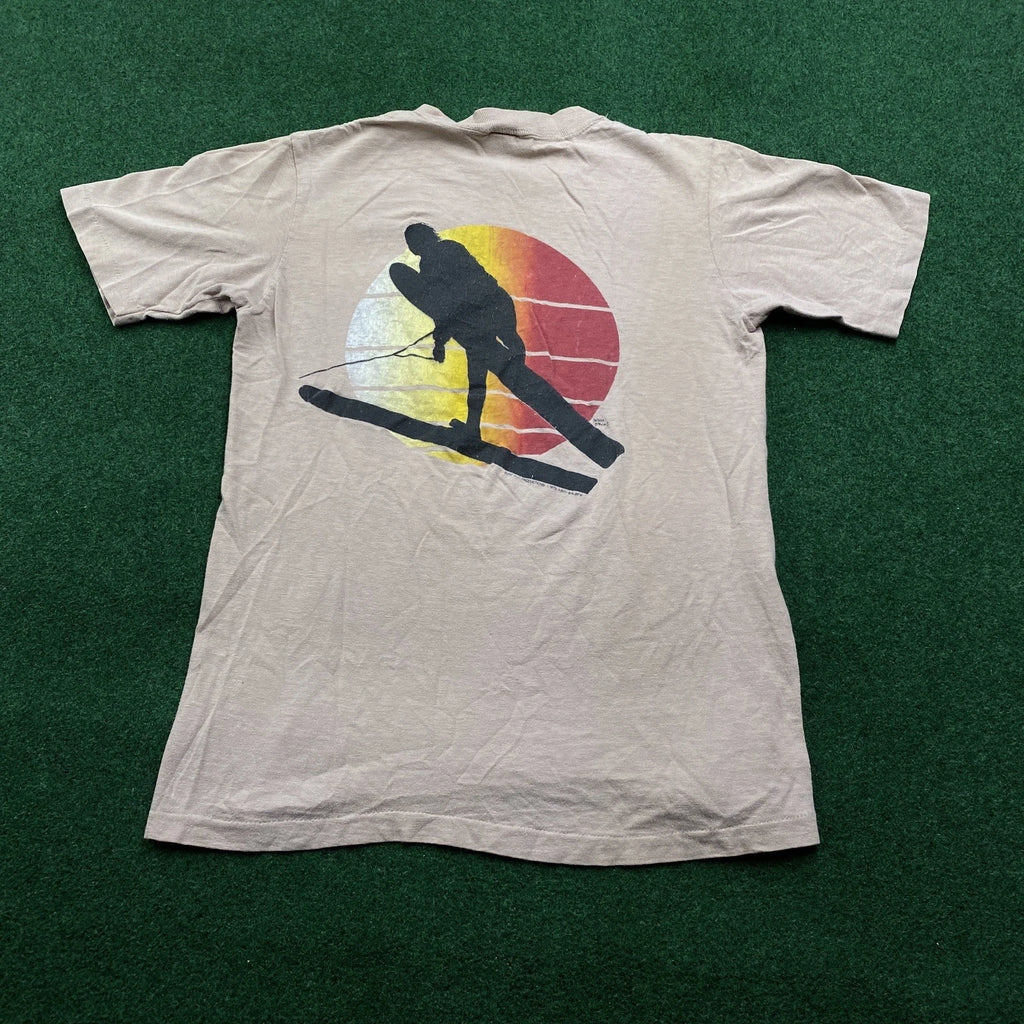 Vintage 70S Surfing Shirt Mens S Brown HI Cru Stedman Surf Hut Florida 1979 USA