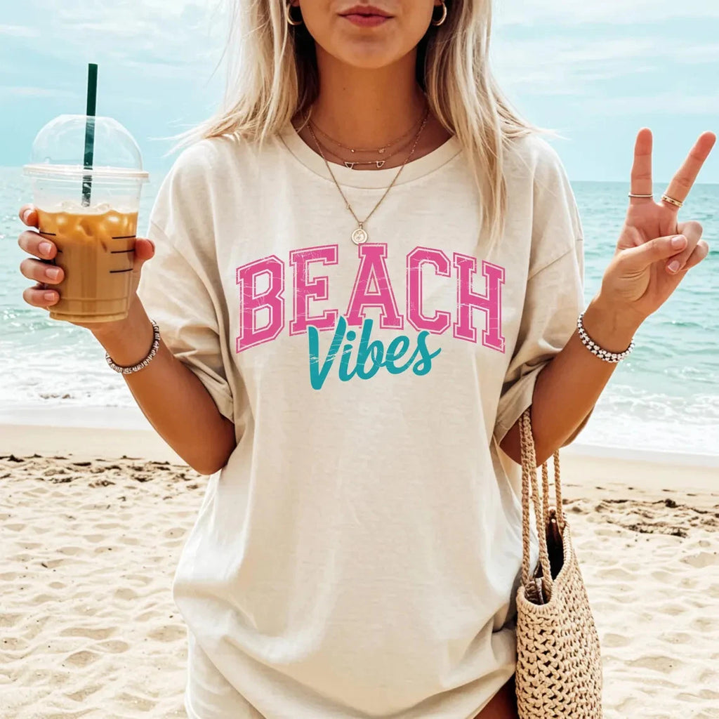 Comfort Colors Beach Vibes Shirt - Boho Summer Beach Tee - Beach Vibes T-Shirt
