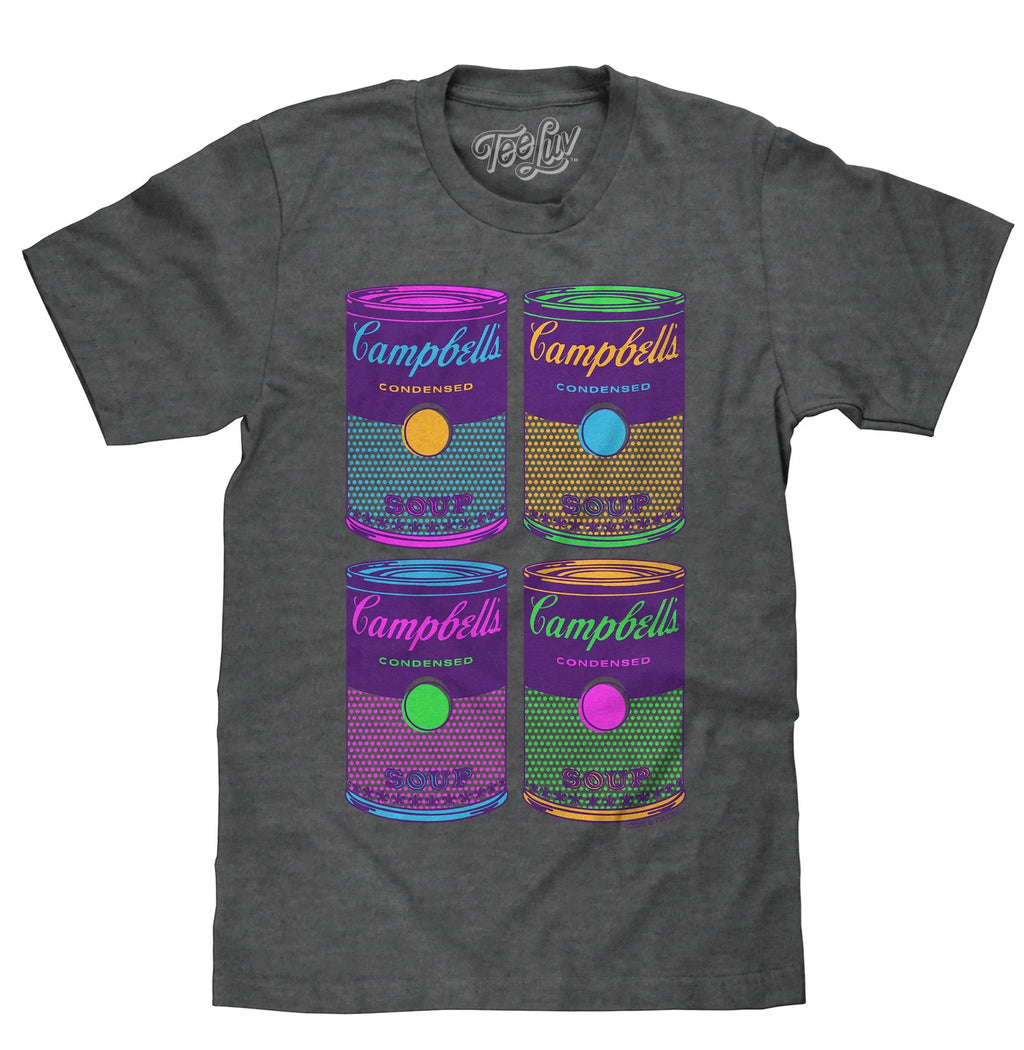 Campbell's Soup Can Pop Art Mens T Shirt- Charcoal Gray