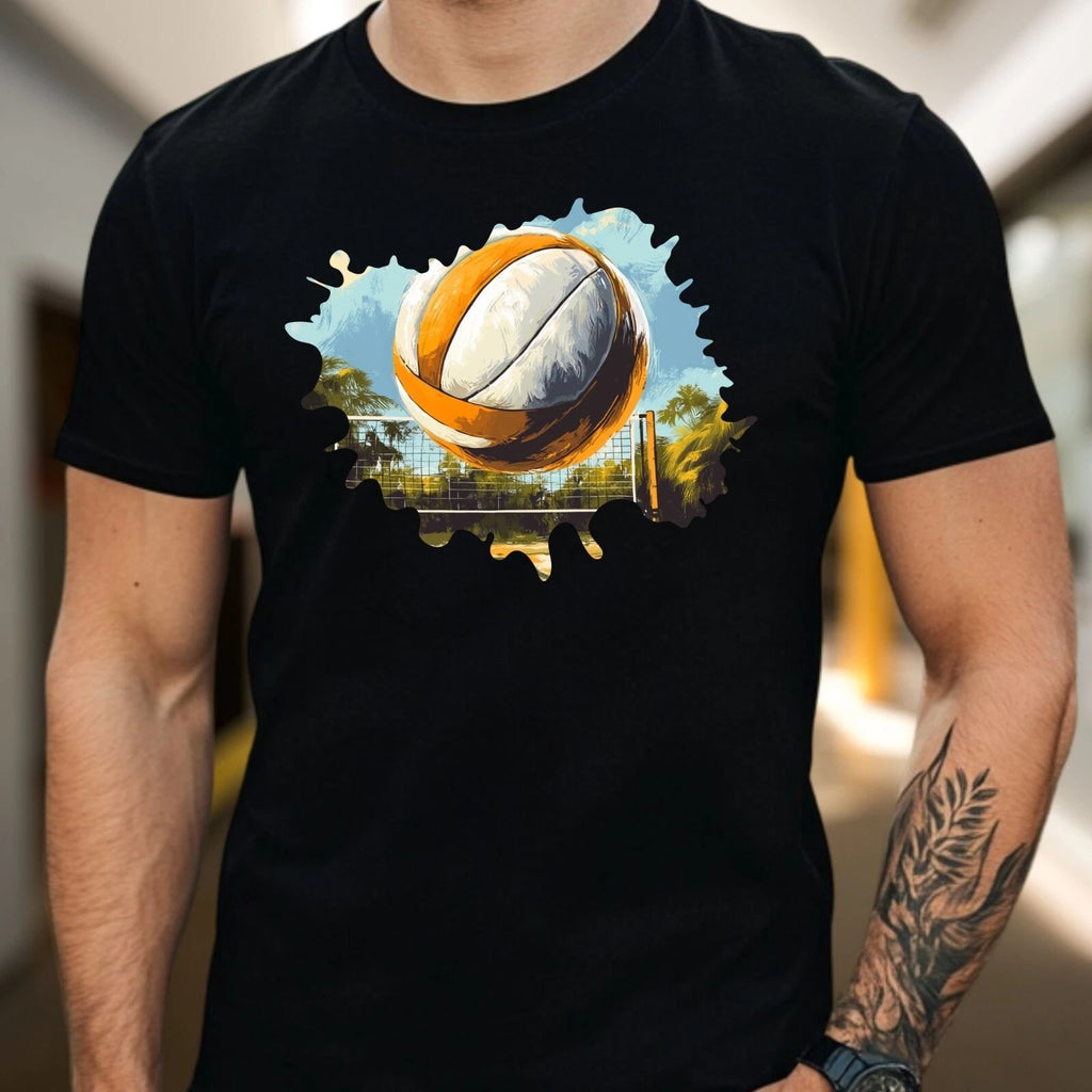 Mens Volleyball Summer Theme Cotton T-Shirt Size XS to 5XL