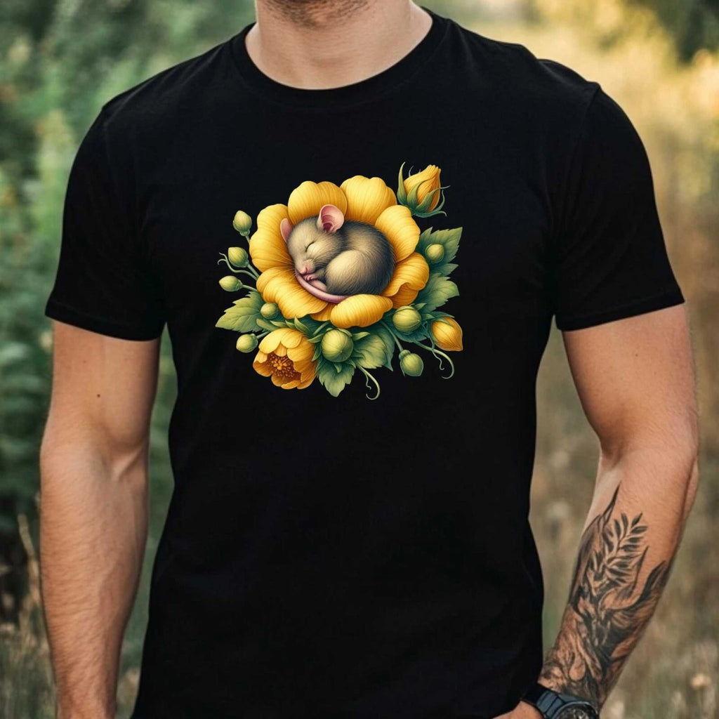 Mens Watercolour Mouse Motif Cotton T-Shirt Size XS to 5XL
