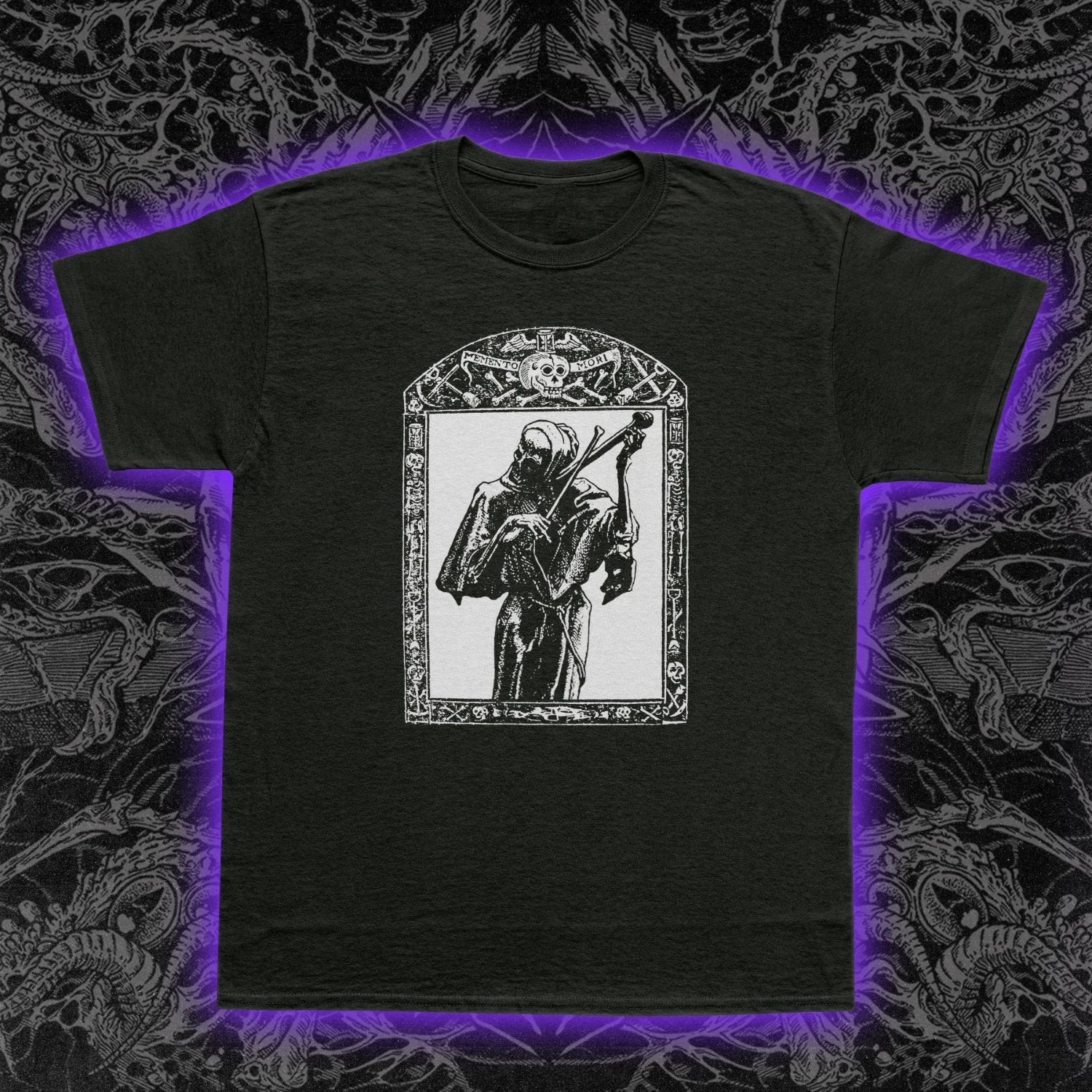 Reaper's Violin T-Shirt Memento Mori Gothic Macabre Dark Art Death Tee S-5XL