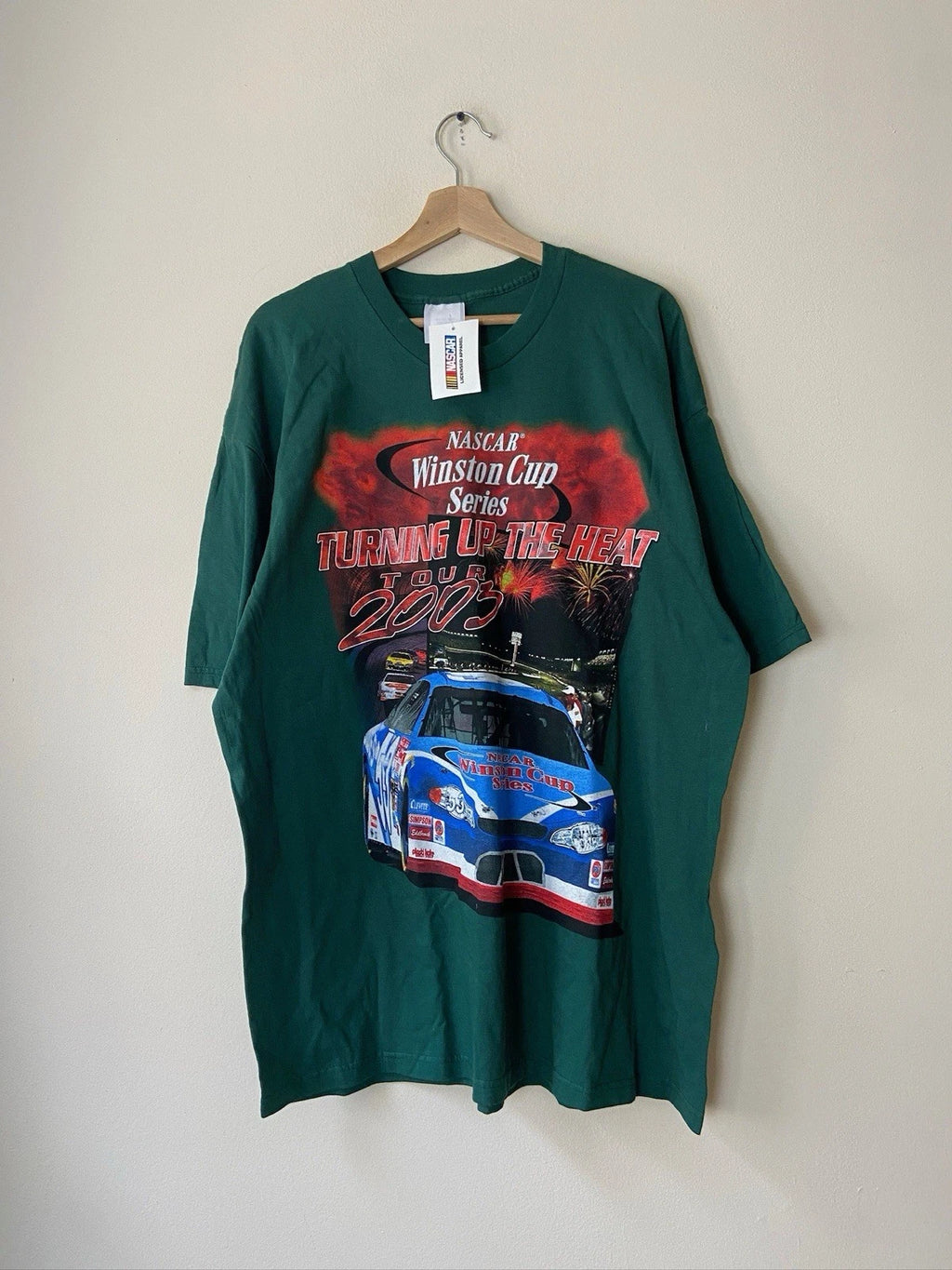 Vintage y2k Nascar Winston Cup Series 2003 Racing Graphic Art Green Tee - XXL
