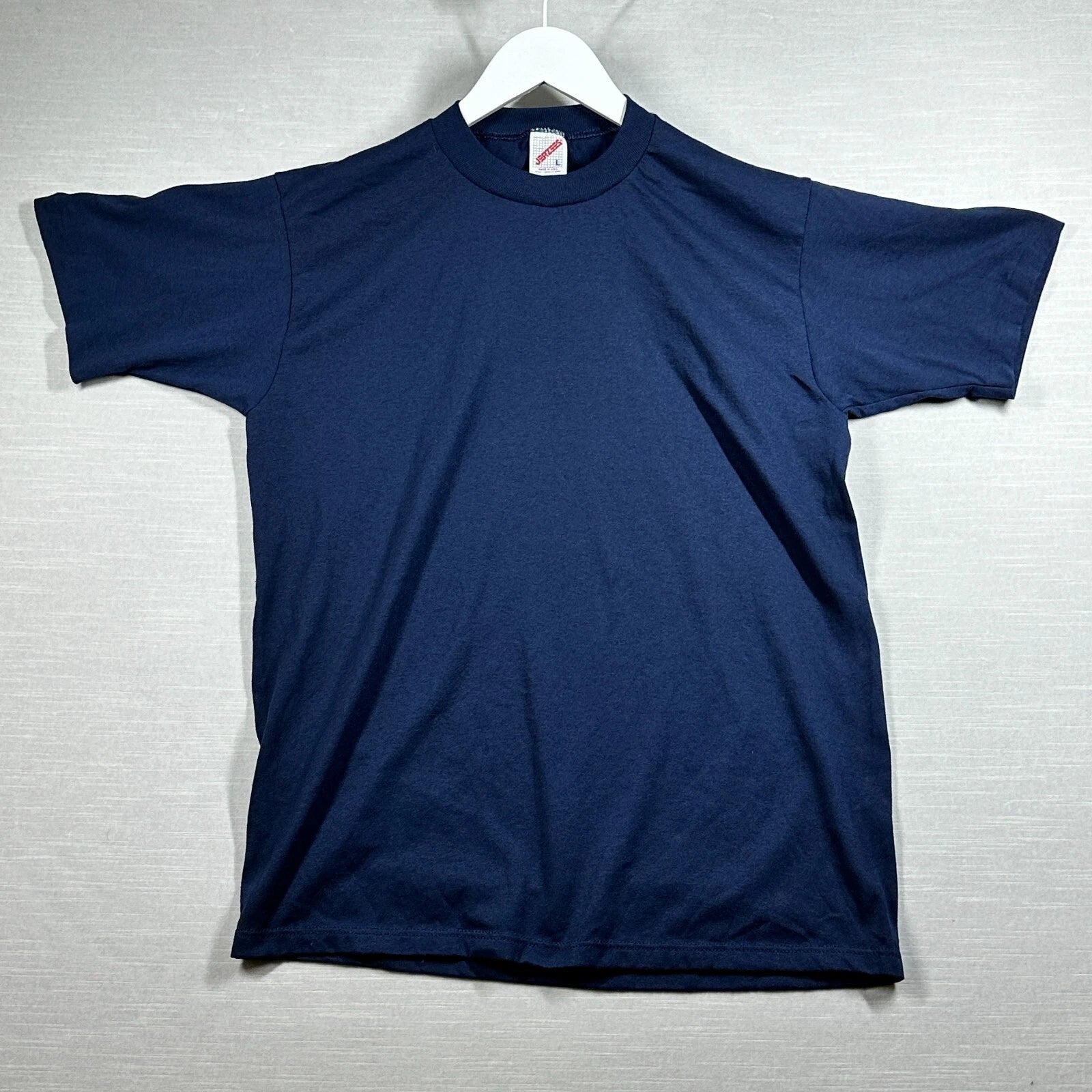 VINTAGE Jerzees Shirt Mens Large Blue USA Plain Blank Skater 90s Streetwear Y2K